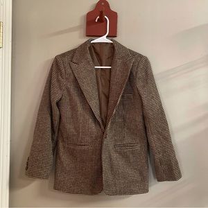 Vintage Brown & Cream Houndstooth Blazer